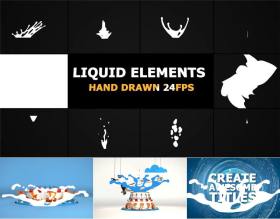 Pr素材合集 40组2D卡通液态液体水滴飞溅滴落气泡动画元素 Pr模板